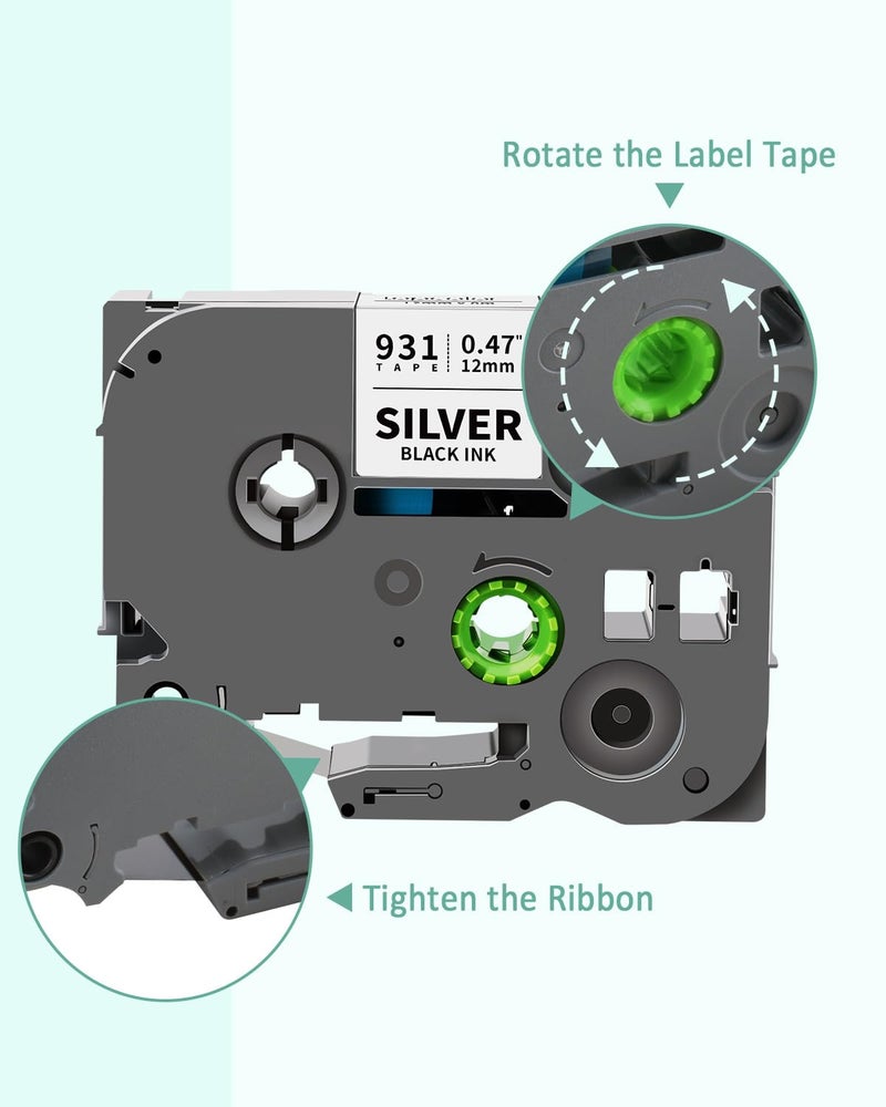 Topcolor 6-Pack 12mm 0.47 "" Laminated Multi-Color Label Tape Compatible for Brother Tze-931 Tze-831 Tze-233 Tze-334 Tze-335 P Touch Tape Tze Tz 12mm 0.47 "" Color for PTH110 PTD220 PTD210 PTD400 PTD610BT - Image 3